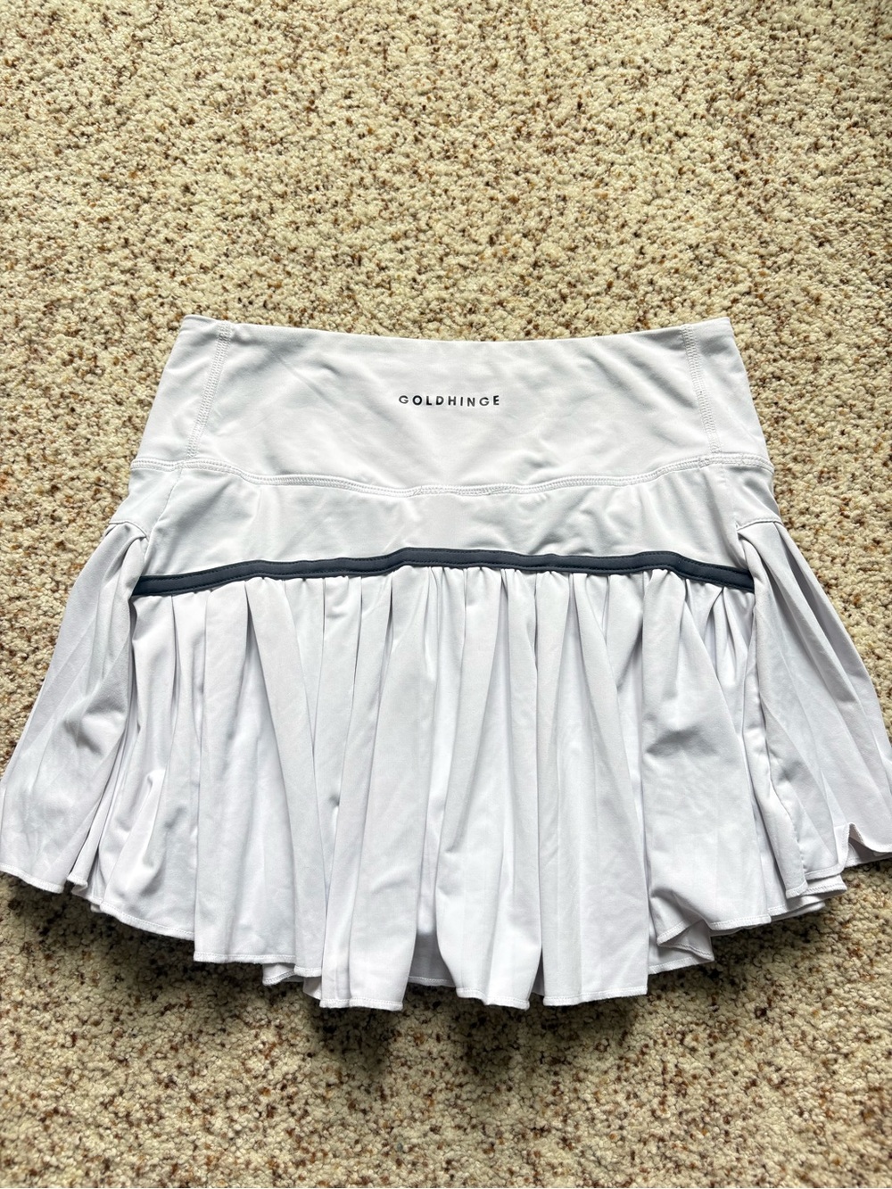 GoldHinge White Pleated Skater Skirt with Contrast Trim